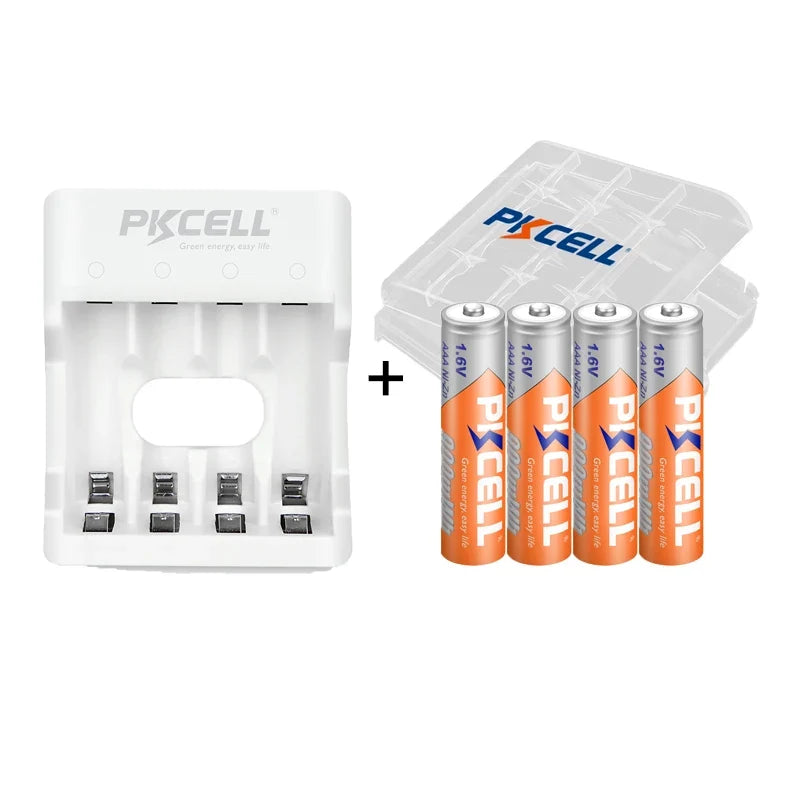 PKCELL 1.6V Ni-Zn AAA Rechargeable Battery & Charger Set