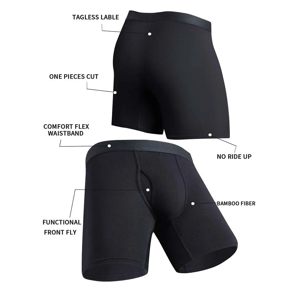 8Pcs Bamboo Fiber Boxers Man Breathable Long Boxer Soft Touch Men's Clothing U Convex Male Underpants Anti-Curling Underwear Man