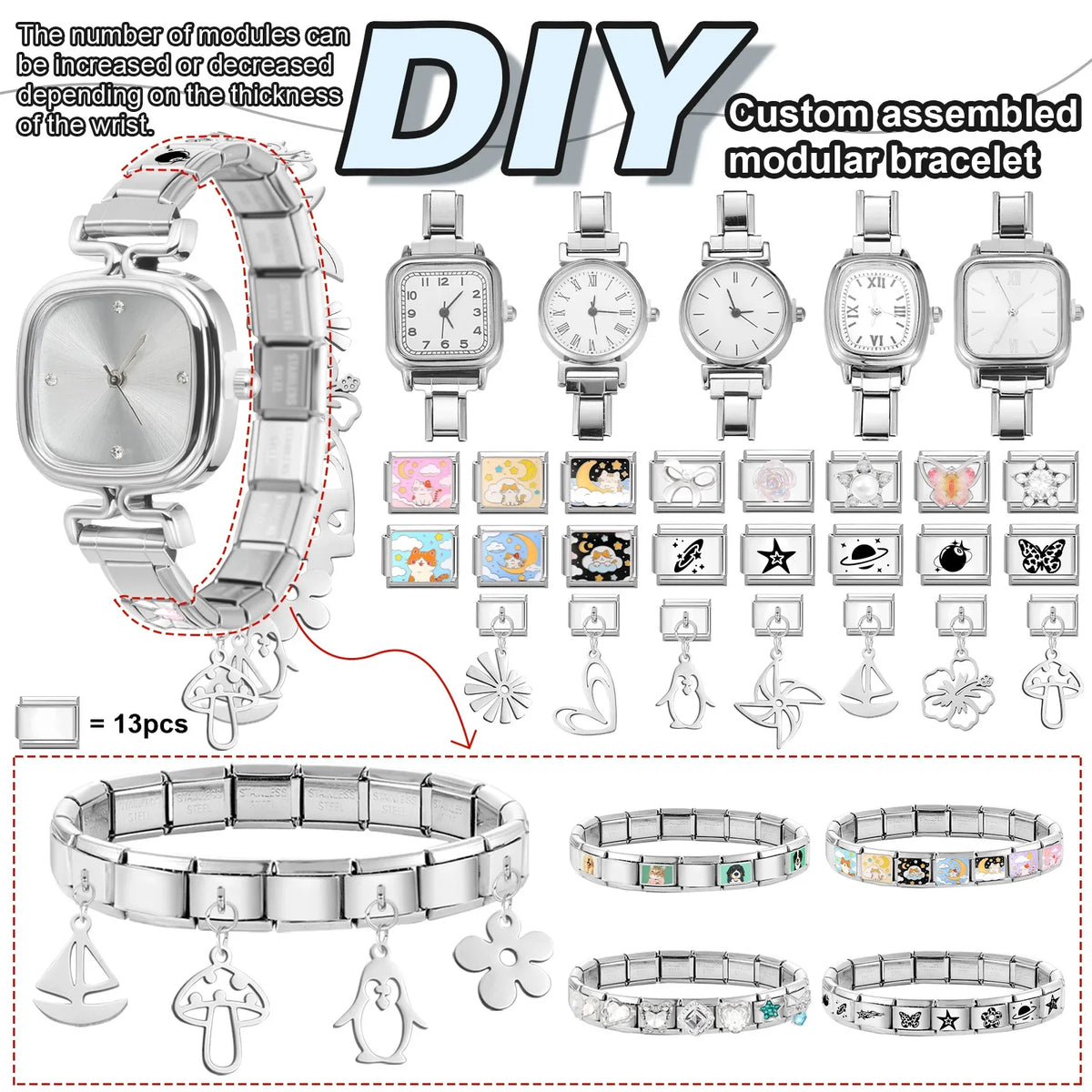 1PC High Quality Men Women's Stainless Steel Round Simple Watch Bracelet Bangle For Friend Wife Birthday Gift DIY Jewelry