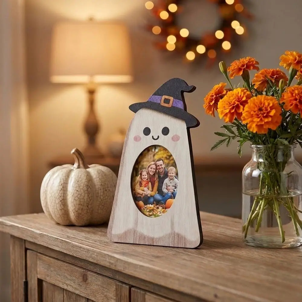 Halloween Ghost Wooden Picture Frame Tabletop Decor