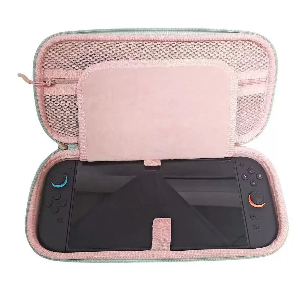 Suitable for Switch2 Game Console Storage Bag, Portable Carry Pouch, Pink & Green