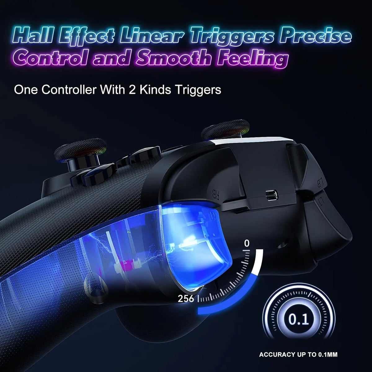 Game Controller for Switch Lite/OLED/PC/Steam BT Wireless RGB Gamepads Hall Effect,Turbo,Macro,6 Gyro Axis,Dual Vibration Motors