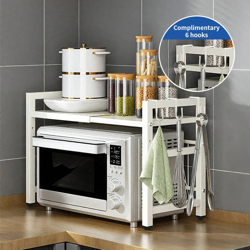 Expandable Kitchen Microwave Shelf, 42-64 cm Metal Rack