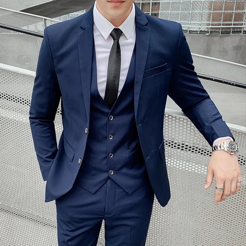 NNEOBA Mens Business Suit Set Blazer (Blue)