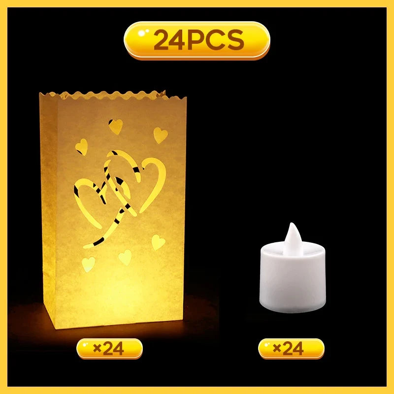 Proposal Paper Bag with LED Flameless Tealights, 6 Set Options