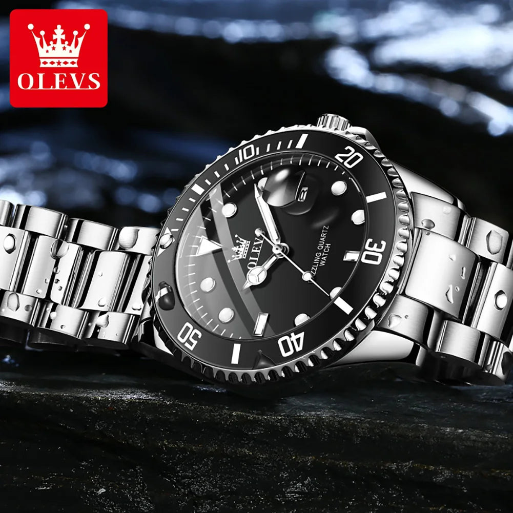 OLEVS Men’s Quartz Watch with Rotating Bezel and Auto Date