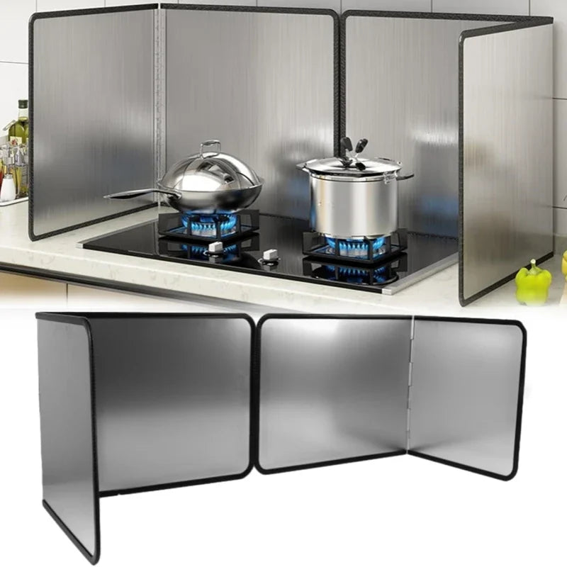 Kitchen Stove Splatter Guard Foldable Oil Splash Shield Grease Protector Heat Resistant Cooking Barrier for Gas Stove Cooktop