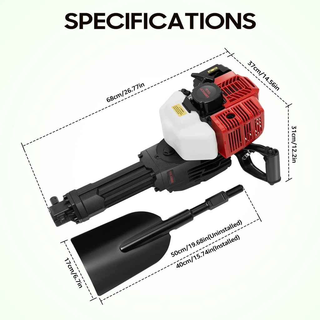 52cc Gas Powered Portable Garden Tree Digger 1900W 2-Stroke Tree Digging Machine Tree Excavator for Digging Root Cutting