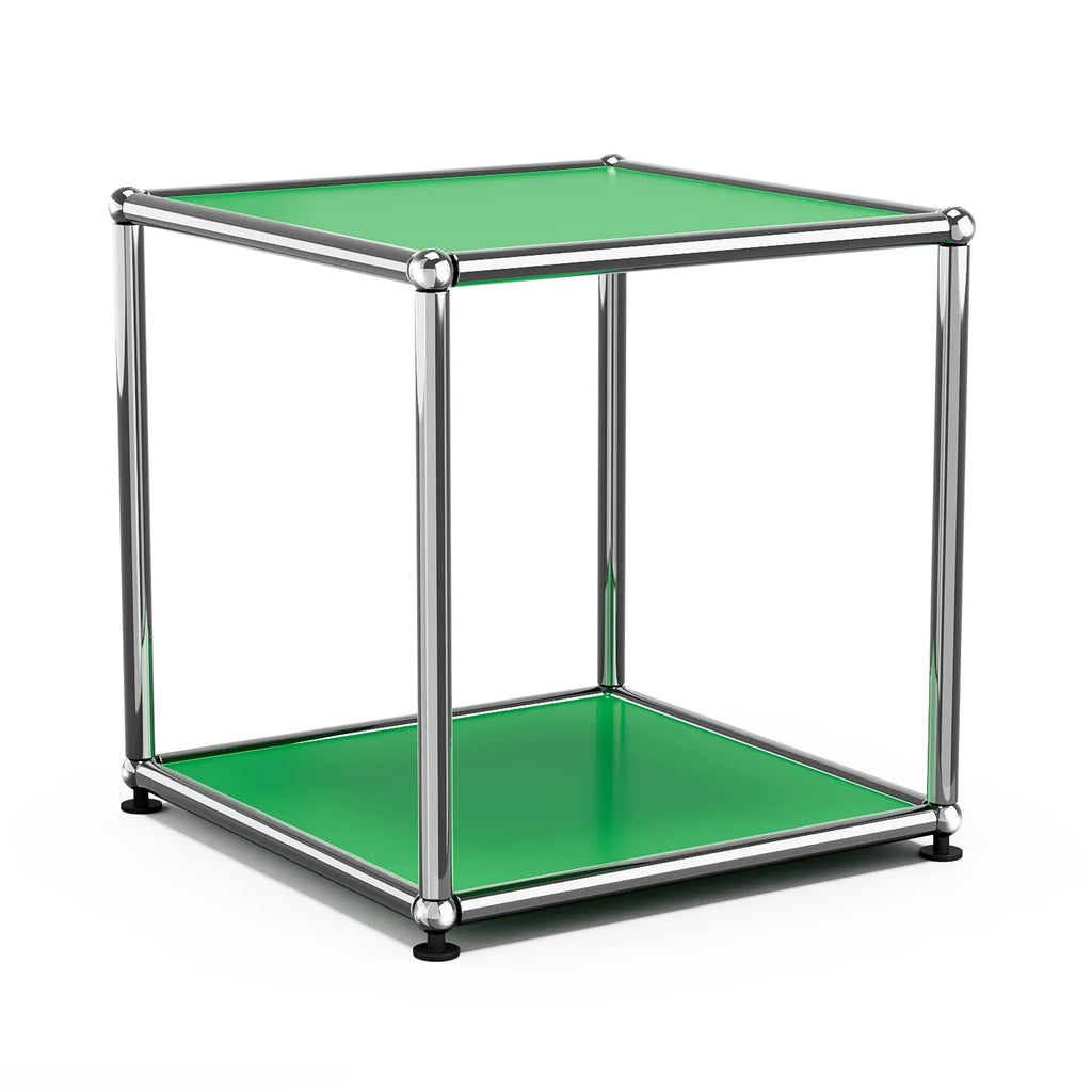 Cottinch Open Cube Side Table - Chrome-Plated Steel Frame, Galvanised Panels, 14.8" Cube, Scratch-Resistant, Green / Black / Blue / White