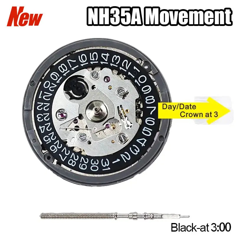 NH35A Mechanical Watch Movement with Black Date Wheel
