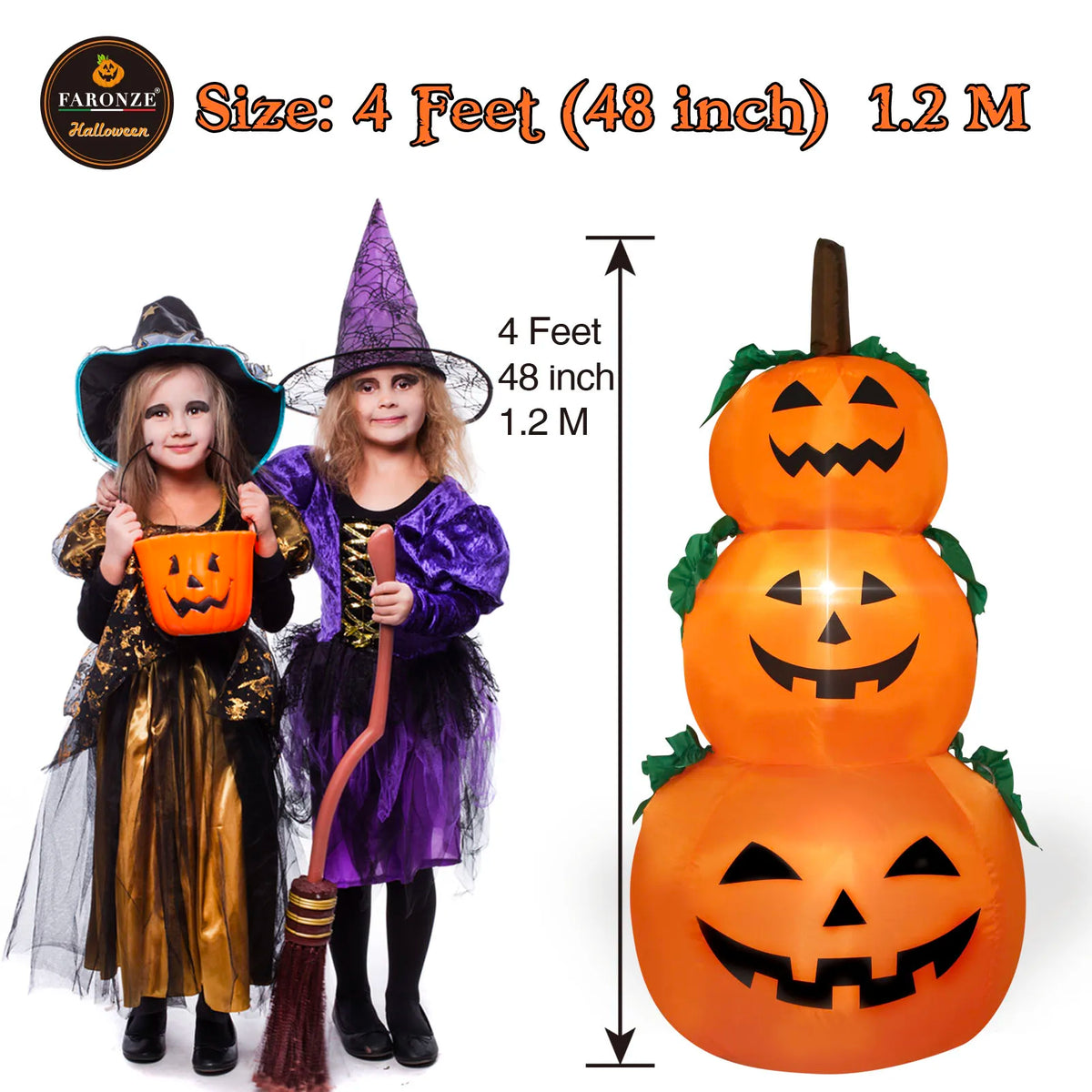 Inflatable Halloween Pumpkin Decoration - LED 4 ft Yard Display