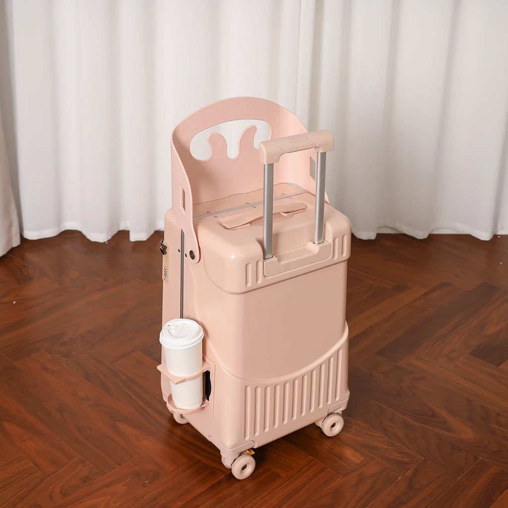 BunnyFly Kid Mom Suitcase with Seat for Children Can Sit To Ride Trolley Luggage Baby Travel Carry Case Multifunction Boardable