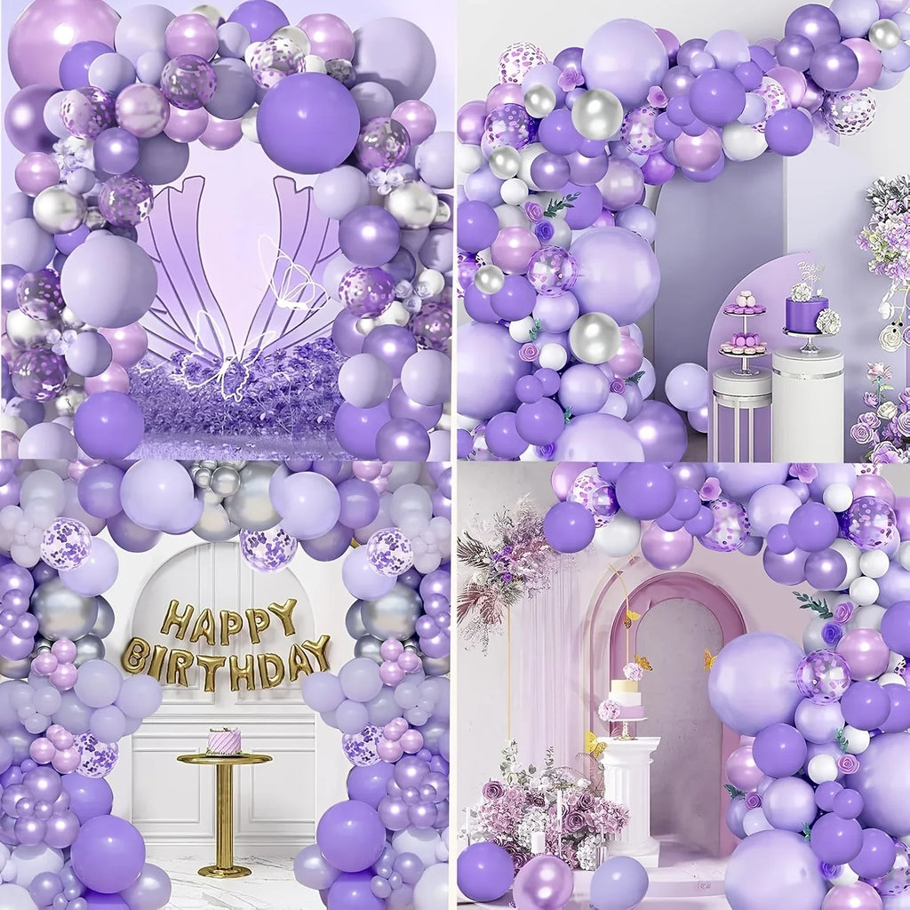 Delivery from New York 142Pcs Purple Balloon Garland Arch Kit Dark Purple White Metallic Latex Balloons Puncture Resistant Not Easy To Break Multi Purpose Game Props Premium Decor Supplies Butterfly Theme Wedding Baby Shower