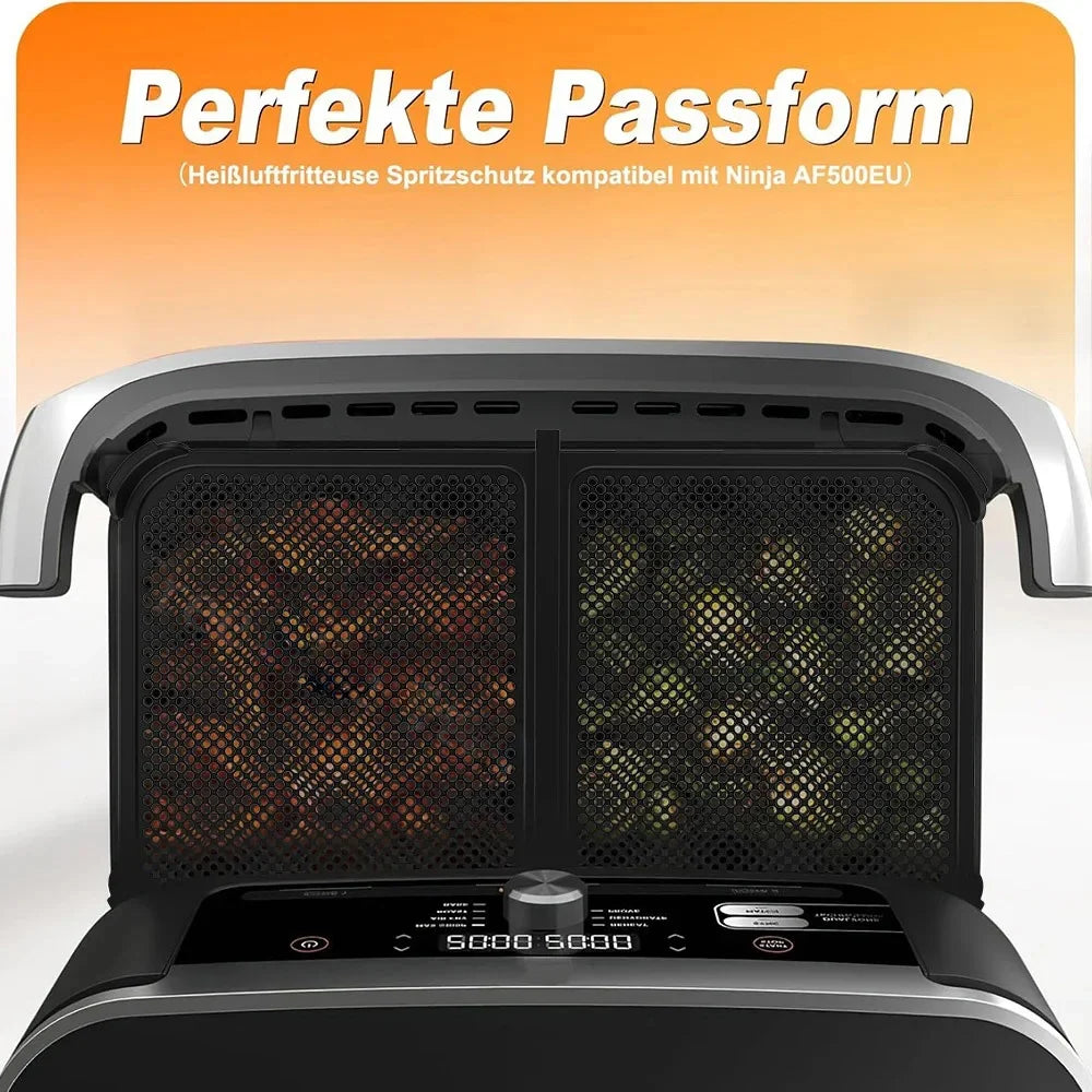 2nd generation Air Fryer Splatter Guard Heat Resistant for Ninja AF500 Air Fryer Reusable Foldable Oil Silicone Splatter Shield