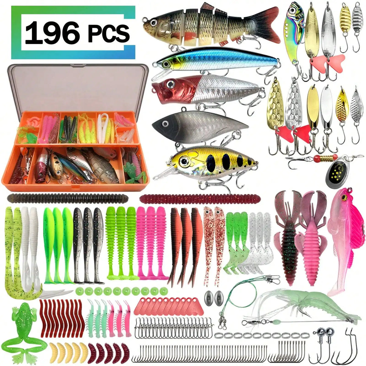 411/241/196/137/85pcs Fishing Lure Set, With A Box, Soft Baits, Spoon Baits, Hooks, Hard Baits And Other Fishing Accessories Sets, Universal For Seawater And Fresh Water