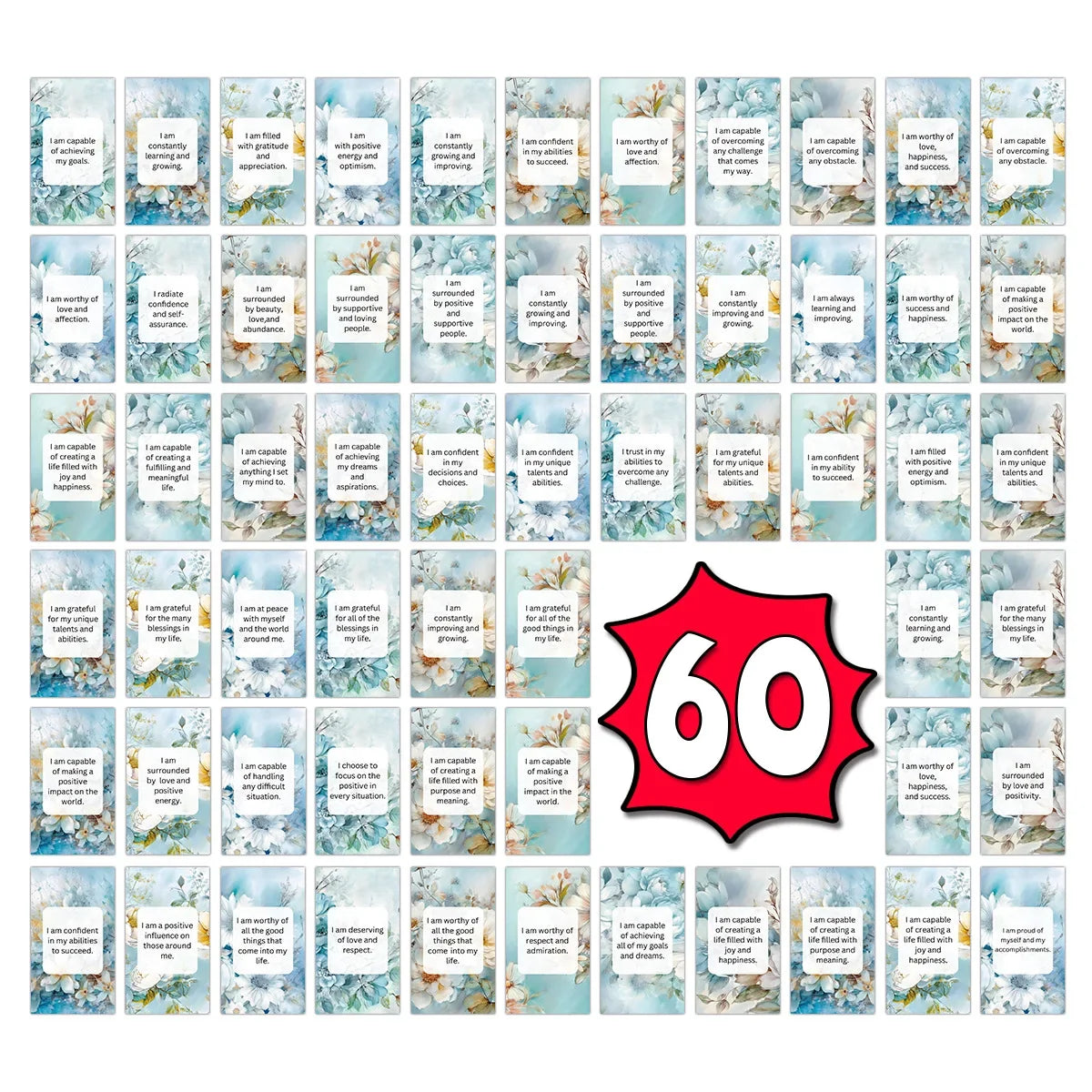 60pcs Women Affirmation Cards, Daily Positive Quotes, Self-Encouragement Motivational Cards for Mental Wellness, Gifts Idea