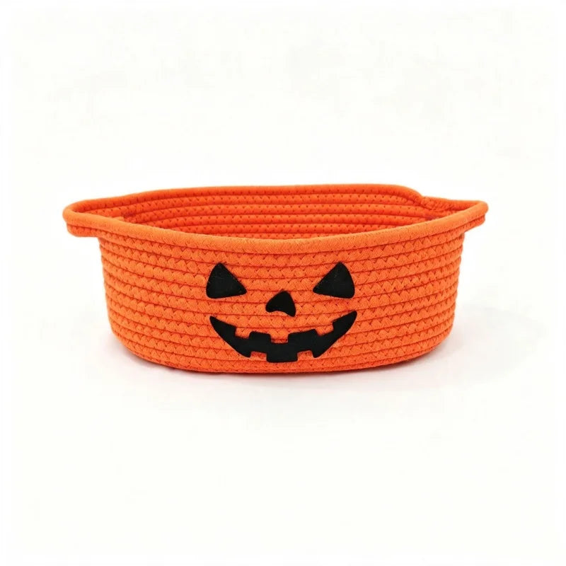 Orange Cotton Rope Pumpkin Storage Basket