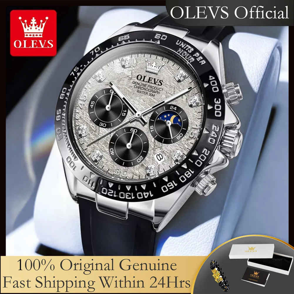 OLEVS 2875 Men’s Quartz Chronograph Watch with Moon Phase