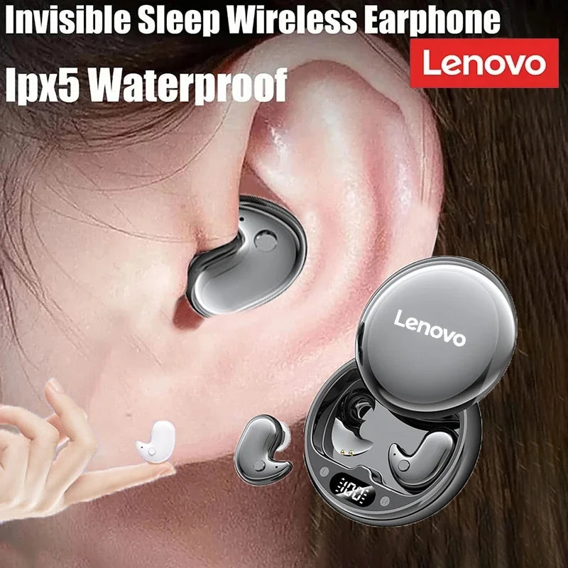 Lenovo Bluetooth Wireless Earphones Small Earbuds Sleeping Sport Invisible Headphones Bass Sound Quality Headset Sliding Cover
