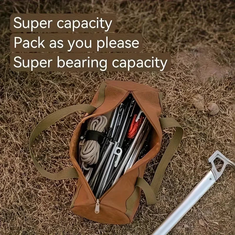 Camping Tools Storage Bag Large Capacity Cylinder Tent Stake Bag Lightweight Tent Peg Ground Nail Holder Bag for Outdoor Camping