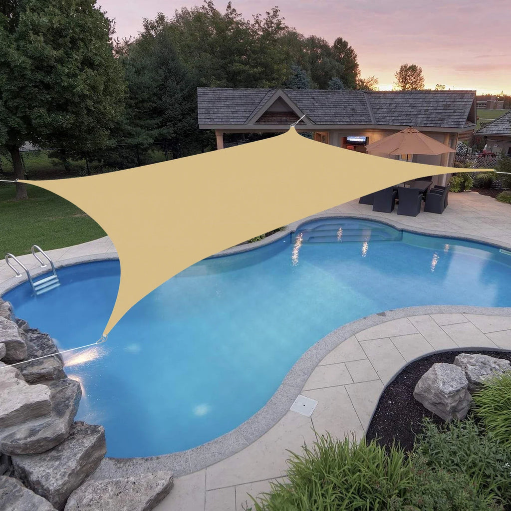 Large 4x6m Yellow HDPE Sun Shade Sail Outdoor Patio Garden UV Block Canopy Awning with Stainless Steel D-Rings Curved Edge Anti-Sagging for Yard Carport Pool Camping Easy Clean
