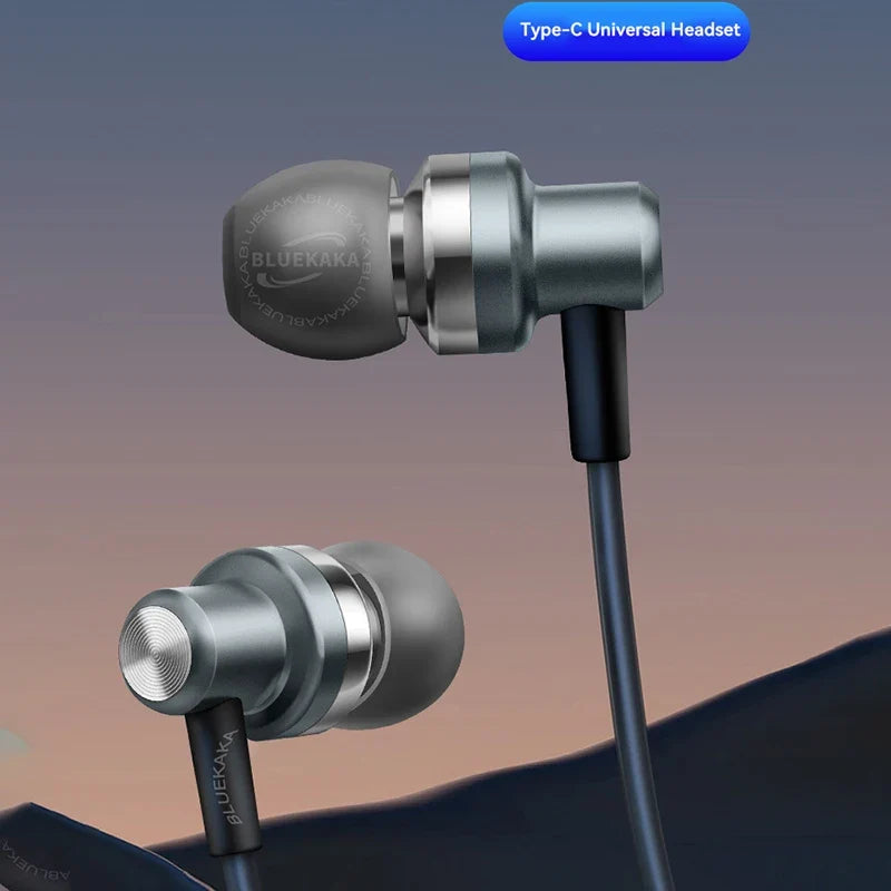 9D HIFI Heavy Bass Gaming Headphones Type-C Digital Chip Metal Magnetic Music Earbuds with Microphone In-Ear Headphone Universal