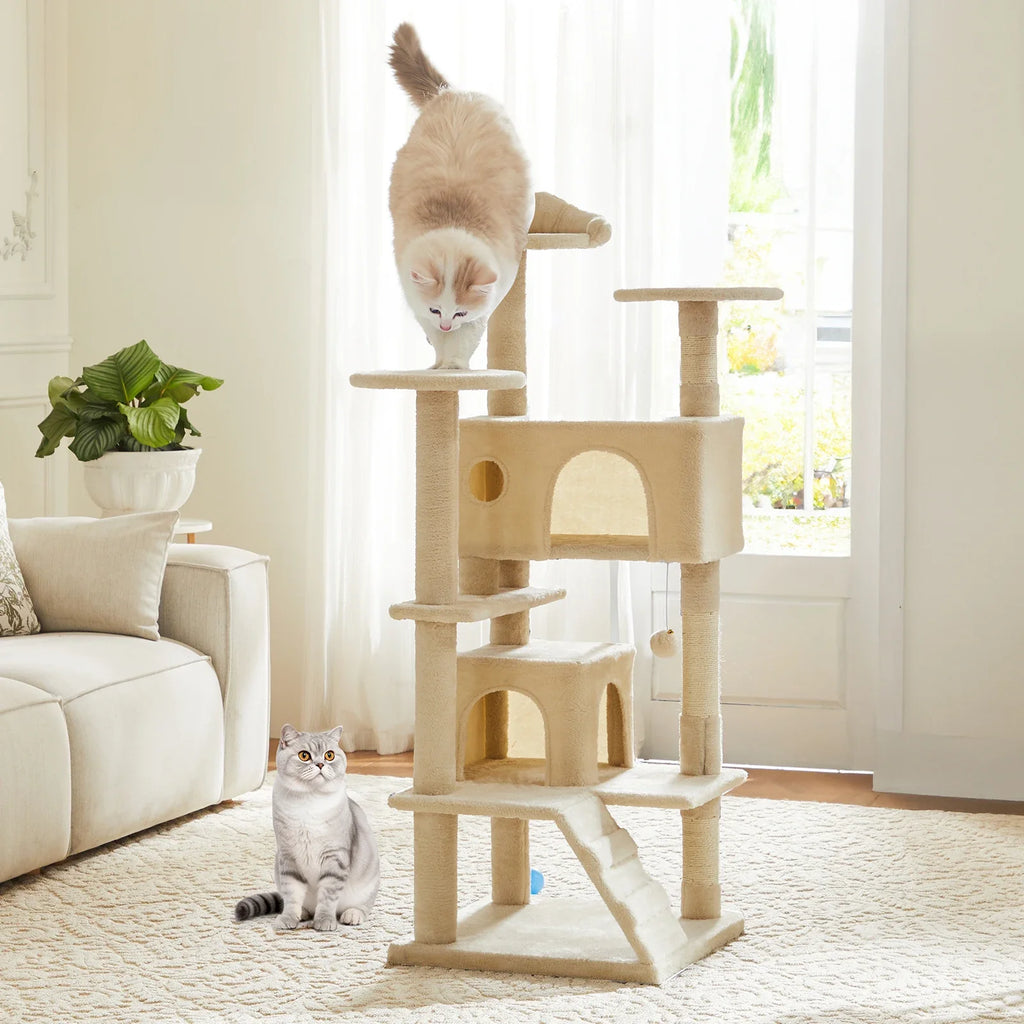 JHK 54-Inch Multi-Level Cat Tree with Sisal Scratch Posts