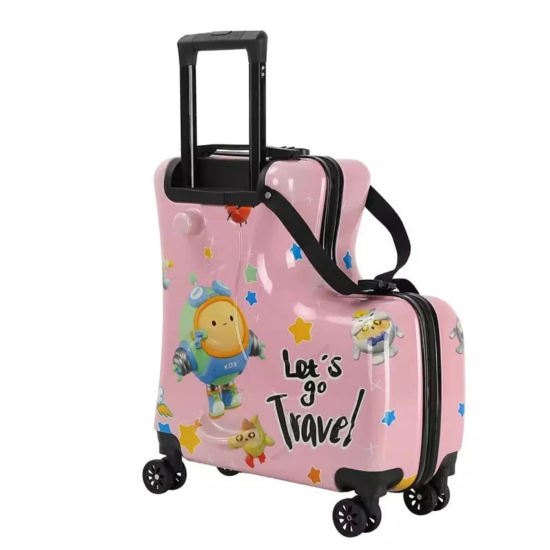 Children's Cute Cartoon Rideable Suitcase 20 inch Boarding Box Sitting Trolley Case Universal Wheel Baby Luggage