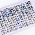 10/20/30/50Pcs Classic Fashion Stripe Hollow Colorful Sticker Stainless Steel Ring Trend Women Jewelry Party Decoration Gift