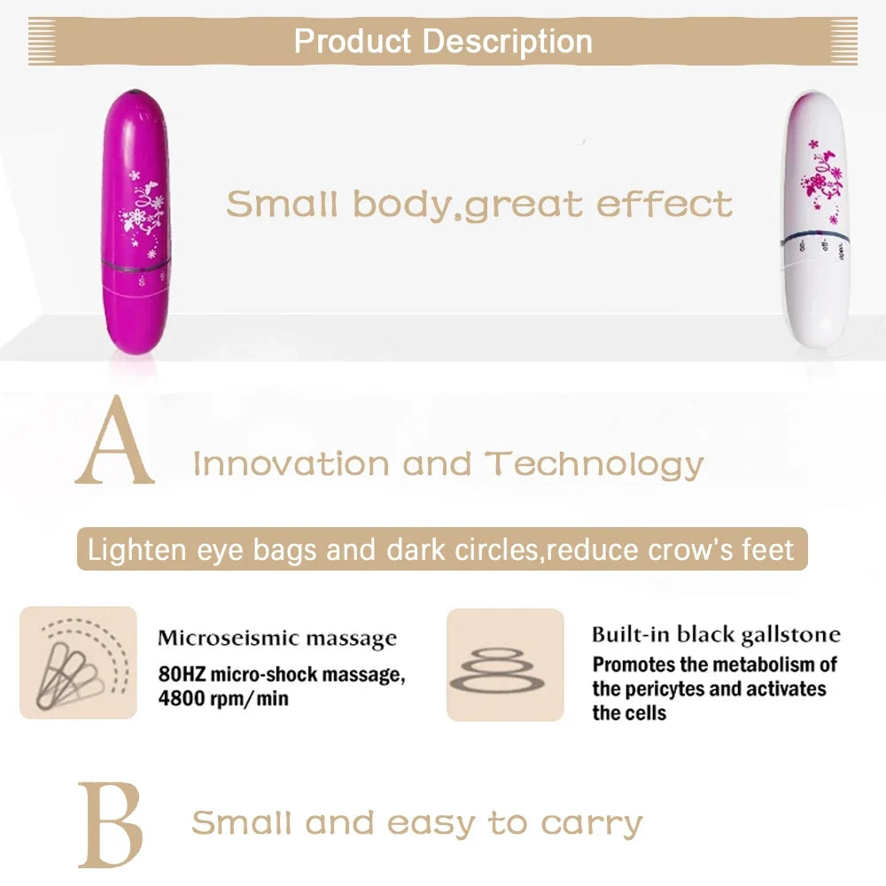 Mini Eye Massager Facials Vibration Wrinkle Dark Puffiness Eye Fatigue Removal Massager Anti-Ageing Device Circles Eye Care Pen