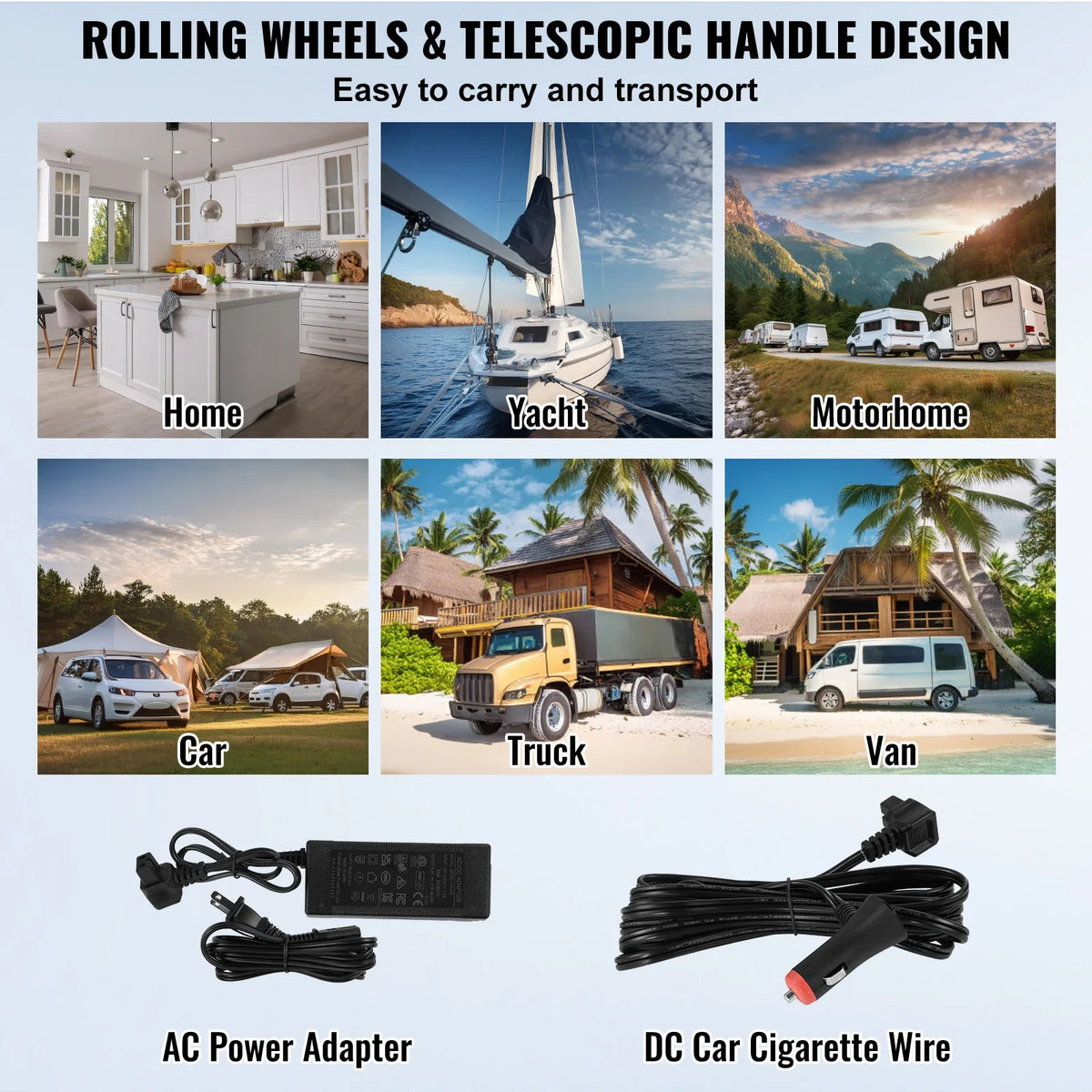 SucceBuy 115L Car Refrigerator Car Refrigerator Fridge Dual Zone Freezer with Wheels and Handle -4℉-68℉ 12/24V DC