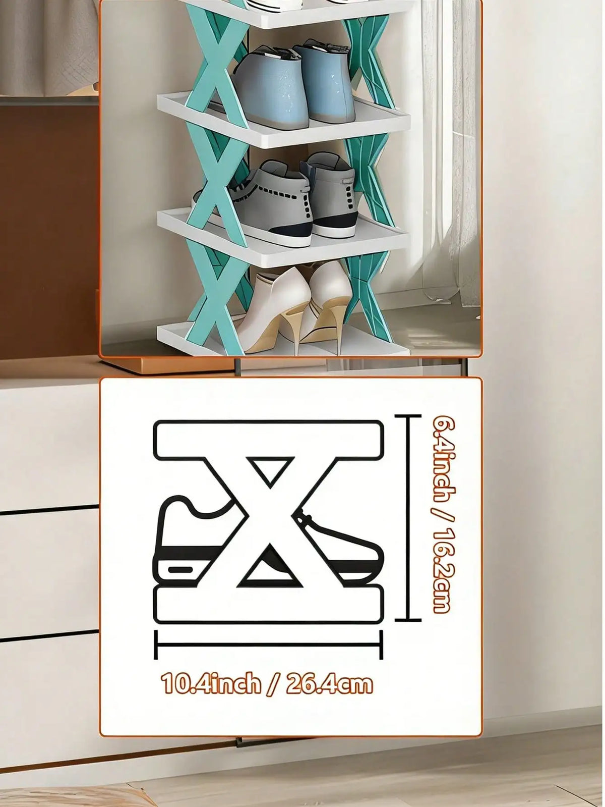 9/6-Tier Shoe Organizer - Comes With A Shoe Horn, Vertical Design, Perfect For Closets, Hallways, Bathrooms, Dorms, Storage And Organization, Stackable Plastic Shoe Organizer, Easy To Assemble