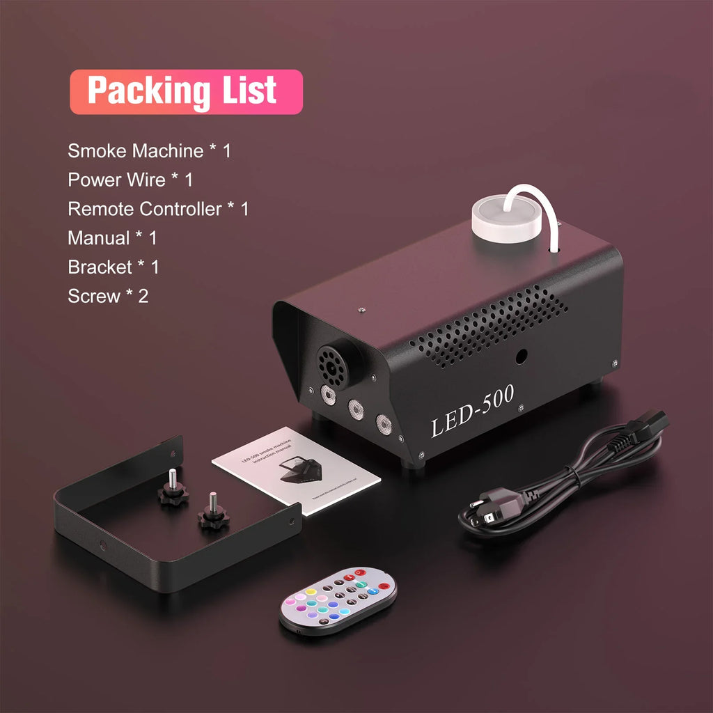 U’King 500W RGB Fog Machine with Remote Control
