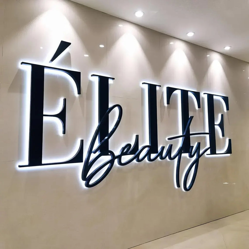 Custom 3D LED Illuminated Metal Letters Backlit Logo Sign For Beauty Salon Nail Lash Spa  Commercial Storefont Signage Outdoor
