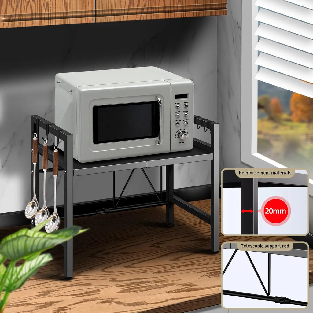 Expandable Kitchen Microwave Shelf, 42-64 cm Metal Rack