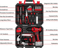 DEKO 126-Piece Home Tool Kit with 8V Cordless Drill - USB Rechargeable, 1.65 lb, CE Certified, 1-Year Warranty