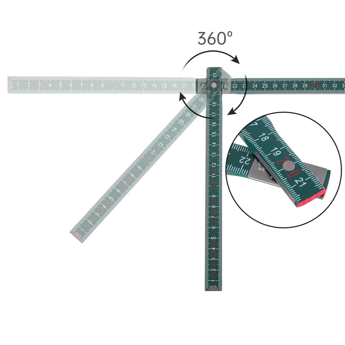 2M Metric & Imperial Scale Folding Wood Ruler Multifunctional Measuring Tools for Teaching / Drawing