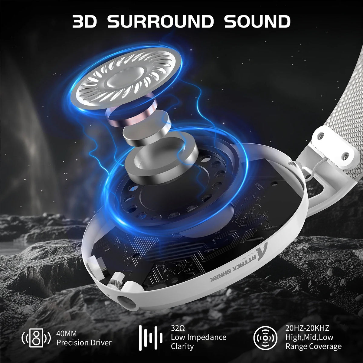 Attack Shark L80 Gaming Headset, Wireless and Wired