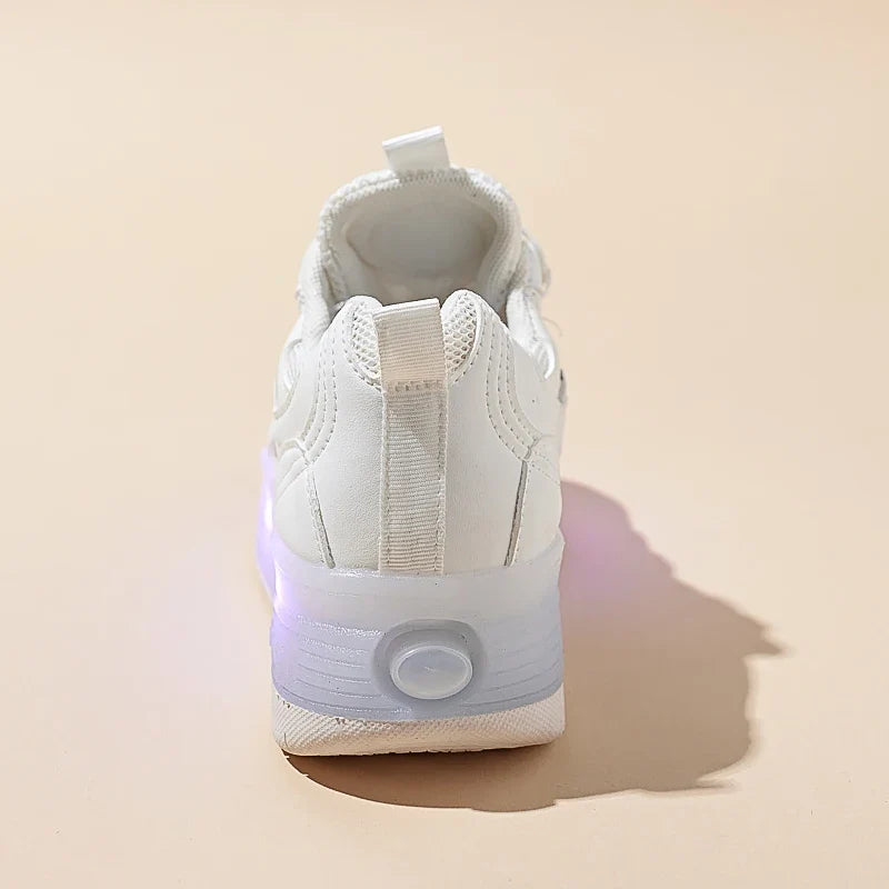 New Kids LED Light Roller Skate Shoes Boy Girls 2 Wheel Deformation Parkour Detachable Skating Shoes Adult Children Gift Outdoor