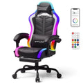 Gaming Chair, Computer Chair with RGB LED Lights, High Back Ergonomic Chair for Adults with Footrest and Linkage