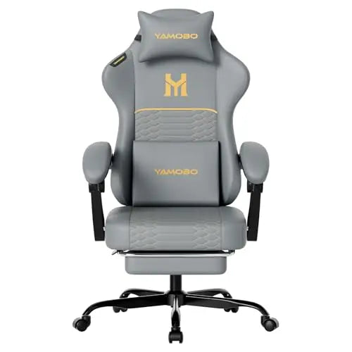 Gaming Chair with Footrest, Ergonomic Video Game Chair with Adjustable Lumbar and Headrest Massage Support,PU Leather