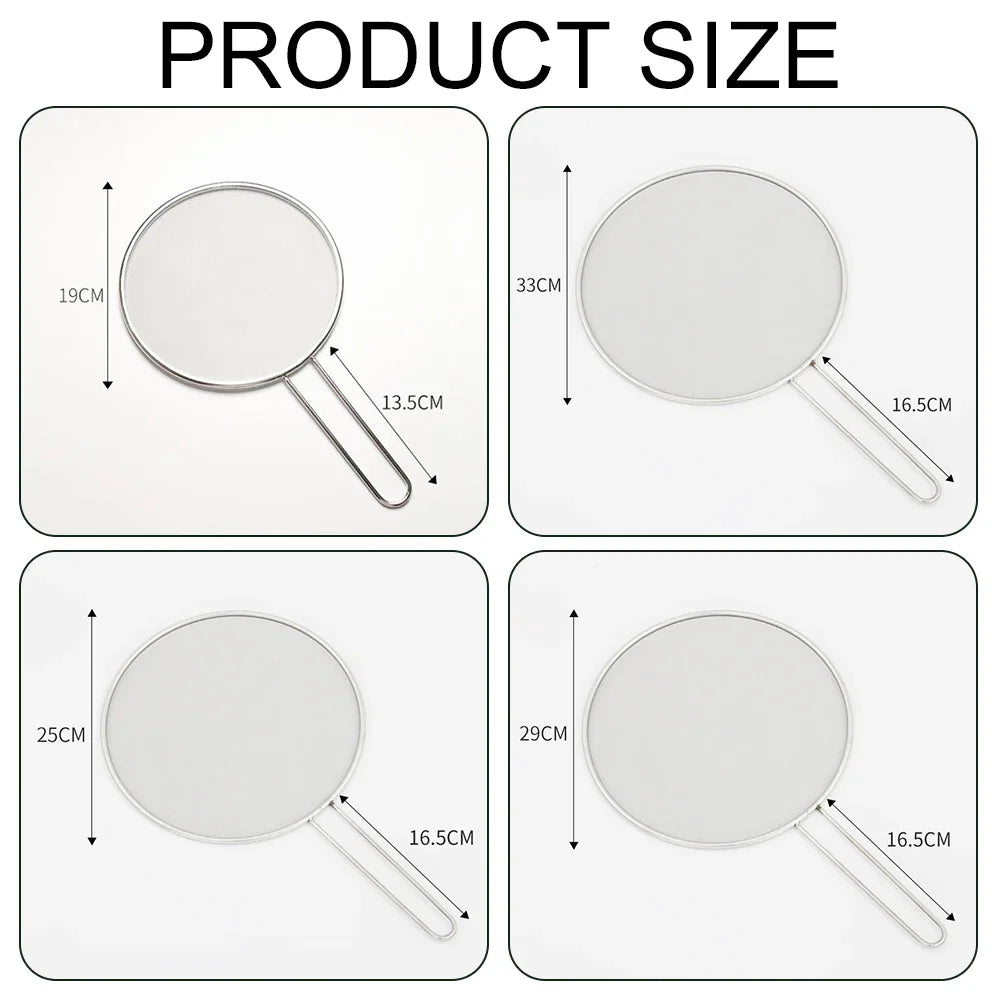 Stainless Steel Oil Proof Mesh Cooking Anti Splatter Split Guard Kitchen Gadget Splatter Proof Oil Cover Mesh Pot Lid Frying Pan