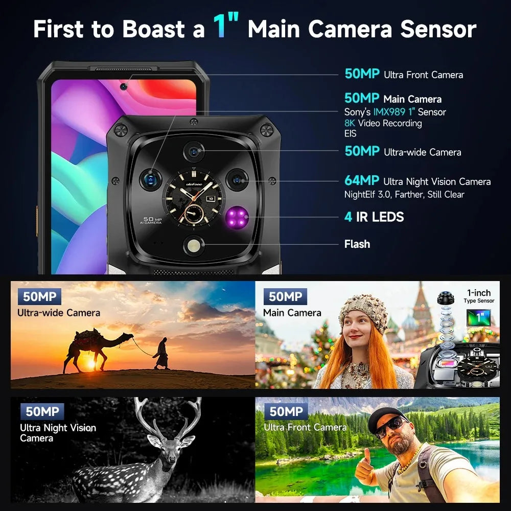Ulefone Armor 28 Pro 5G AI Rugged Phone 6.67”AMOLED 64MP Smartphone 120W MTK Dimensity 7300 10600mAh 512GB ROM Mobile Phone