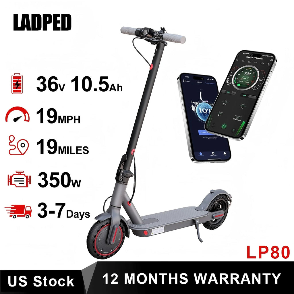 LADPED LP80 Electric Scooter 19mph Speed Shock-Absorbing Anti-Skid 8.5-Inch Folding Waterproof Scooter for Urban Commuting