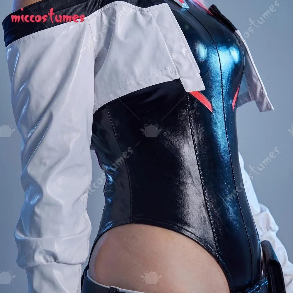 【Ready for Ship】Cosplay.fm Women’s Cyberpunk Cosplay Costume PU Leather Bodysuit Set for Halloween