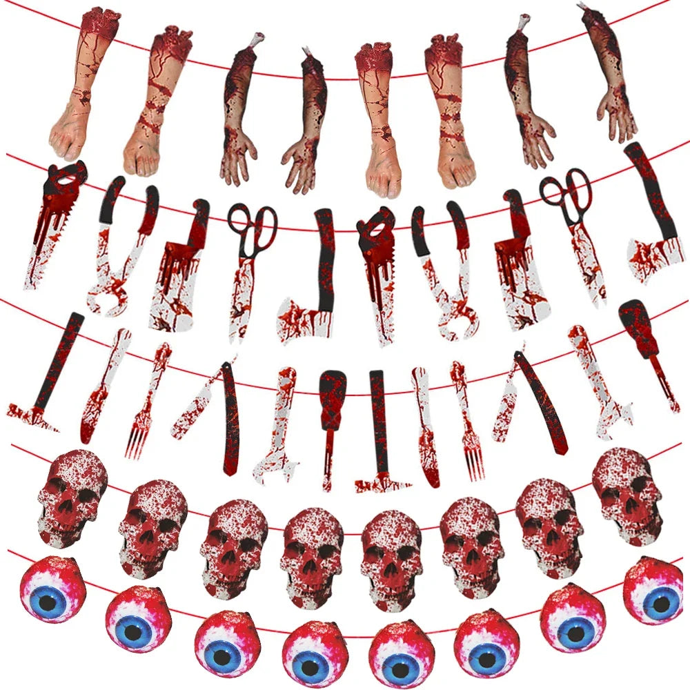 Halloween Hanging Decoration Halloween Paper Banner Hanger Ornament Horror Pendant Outdoor Home Party Halloween Decoration 2024