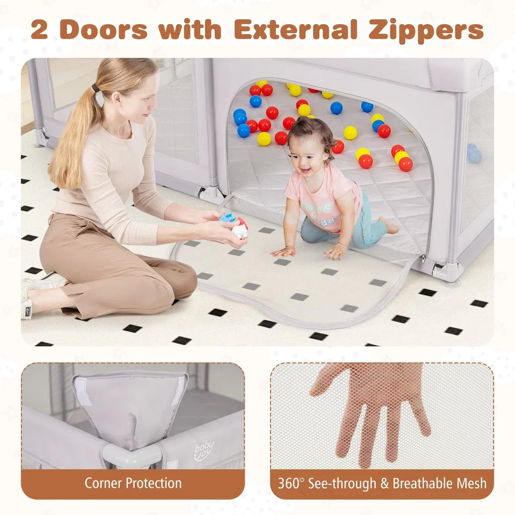 Baby Fabric Playpen, Portable Activity Center with Mesh Sides