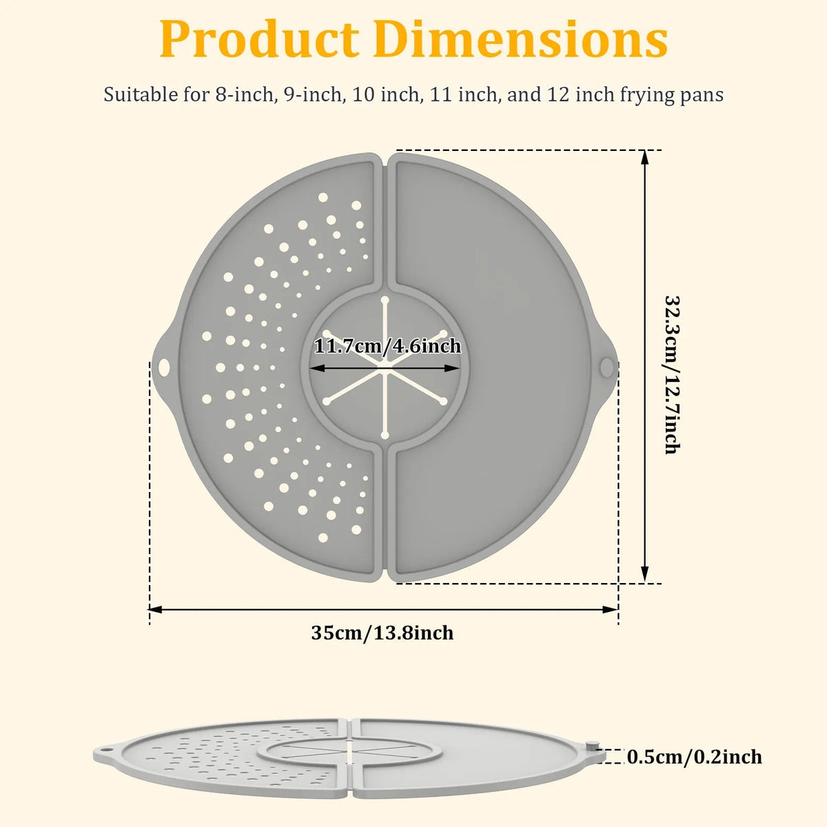 1Pc Silicone Kitchen Splatter Screen Foldable Heat Resistant Oil Splash Guard Drain Board Cover Multi Use Kitchen Frying Pan Lid