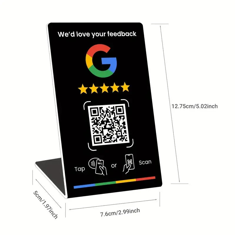 NFC 215 Programmable for Google Review Card NFC Station Table 13.56Mhz QR code can be independently set to link Standing Card