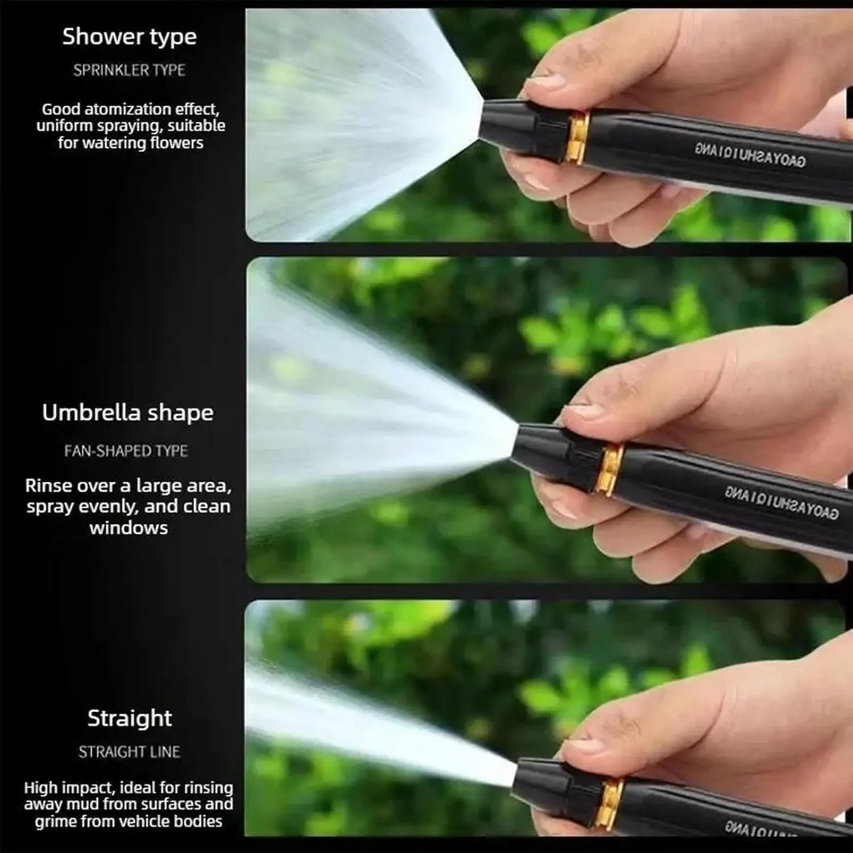 1/2PCS Black High-Pressure Water Gun Diamond Nozzle for Household Car Wash Watering Pipe Car Wash Gun